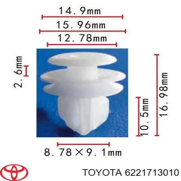 Пистон (клип) крепления обшивки двери Toyota 6221713010