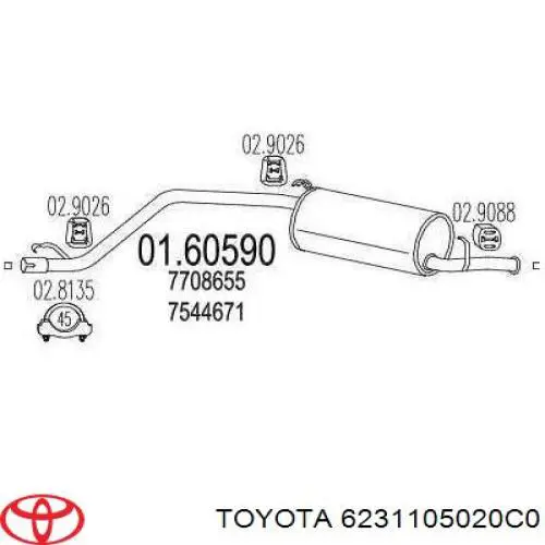 6231105020C0 Toyota уплотнитель двери передней правой (на кузове)