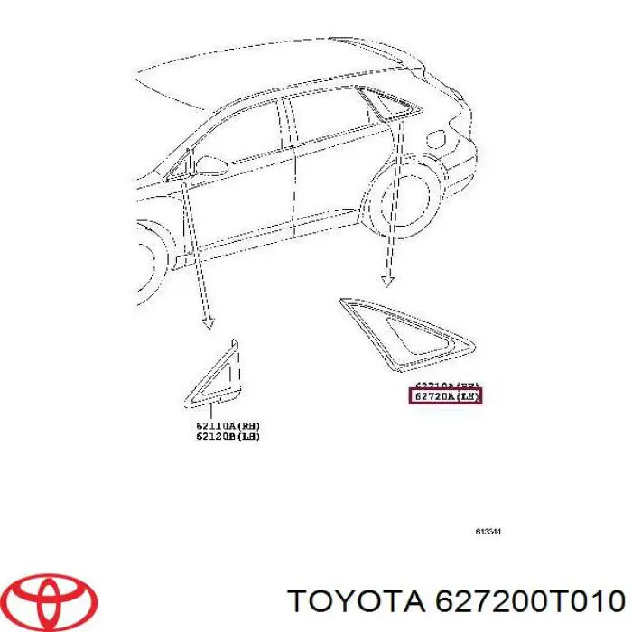 Стекло-форточка двери задней левой 627200T010 Toyota