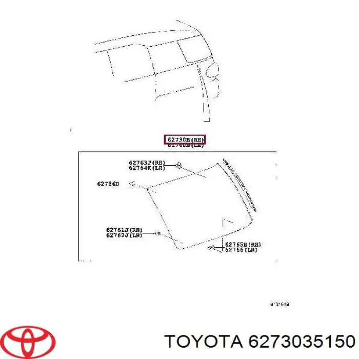  Стекло кузова (багажного отсека) правое Toyota Fj Cruiser 