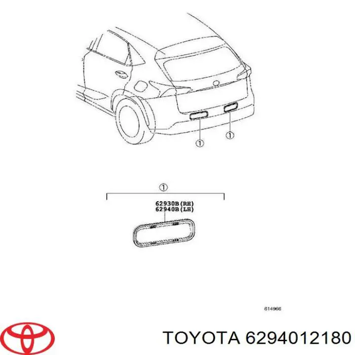 6294012180 Toyota grelha traseira direita de ventilação de salão