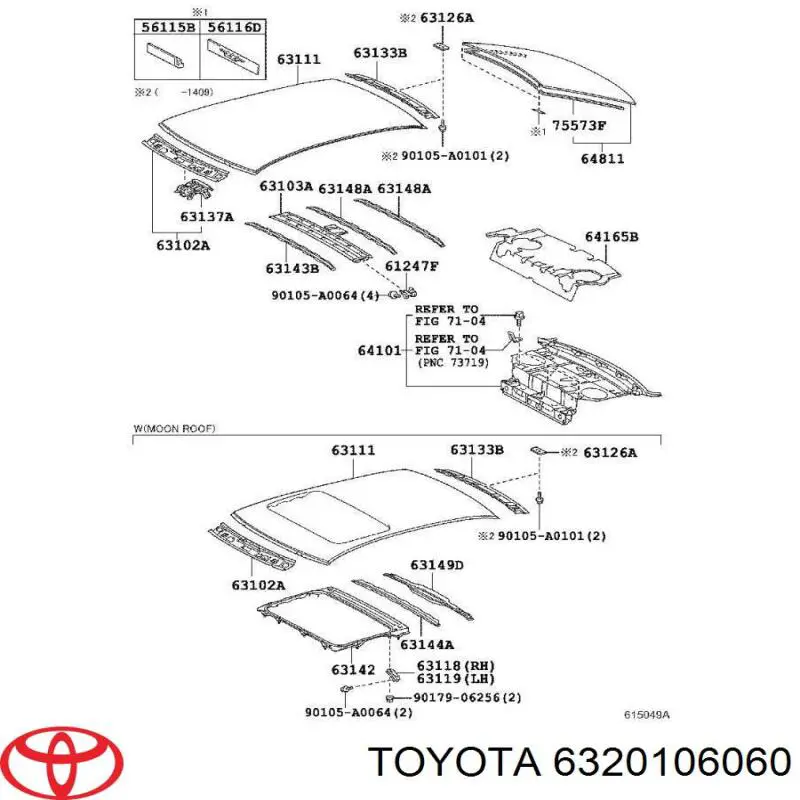 Крышка люка крыши Toyota 6320106060