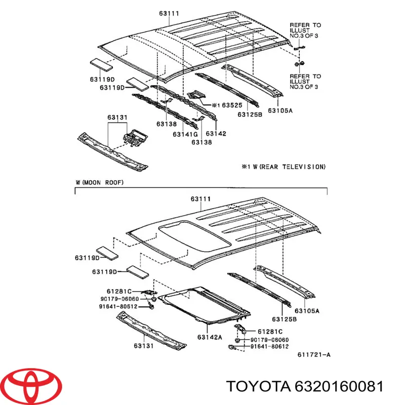 Крышка люка крыши Toyota 6320160081