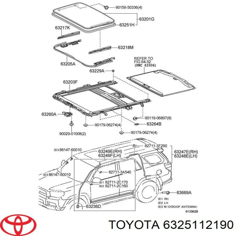 Купить 6325112190 Toyota Уплотнитель люка крыши
