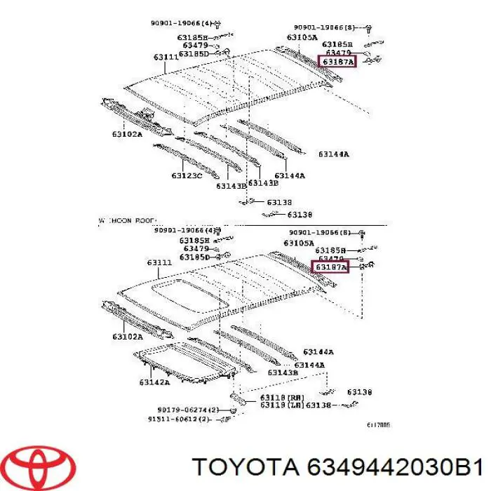  Заглушка рельсы (рейлинга) багажника крыши задняя левая Toyota RAV4 3