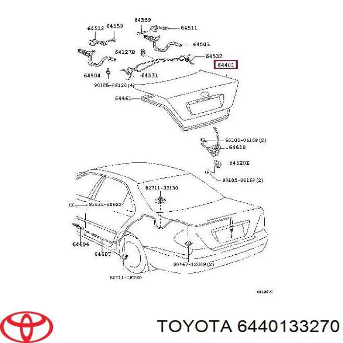 6440133270 Toyota tampa de porta-malas