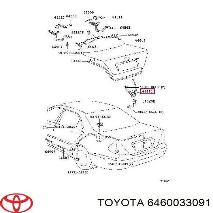 Fecho de tampa de porta-malas (de 3ª/5ª porta traseira) para Toyota Camry (V30)