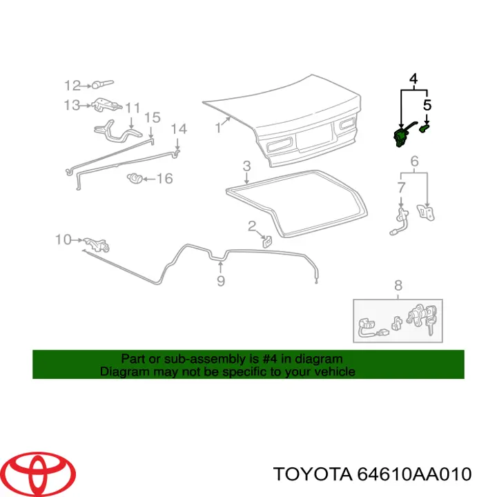 64610AA010 Toyota Замок пятой двери