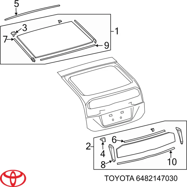 6482147030 Toyota Vidro de porta-malas de 3ª/5ª porta traseira (de tampa de alcapão)