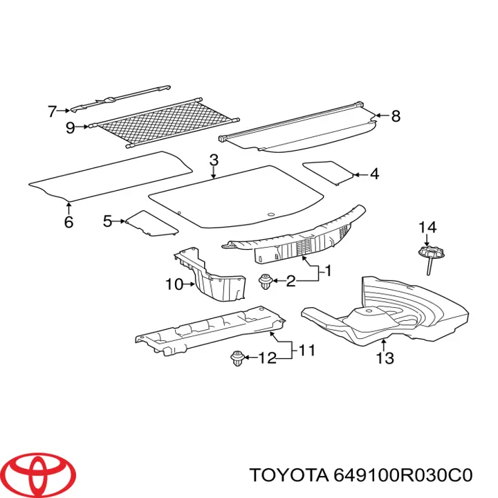 649100R030C0 Toyota Солнцезащитный экран багажника