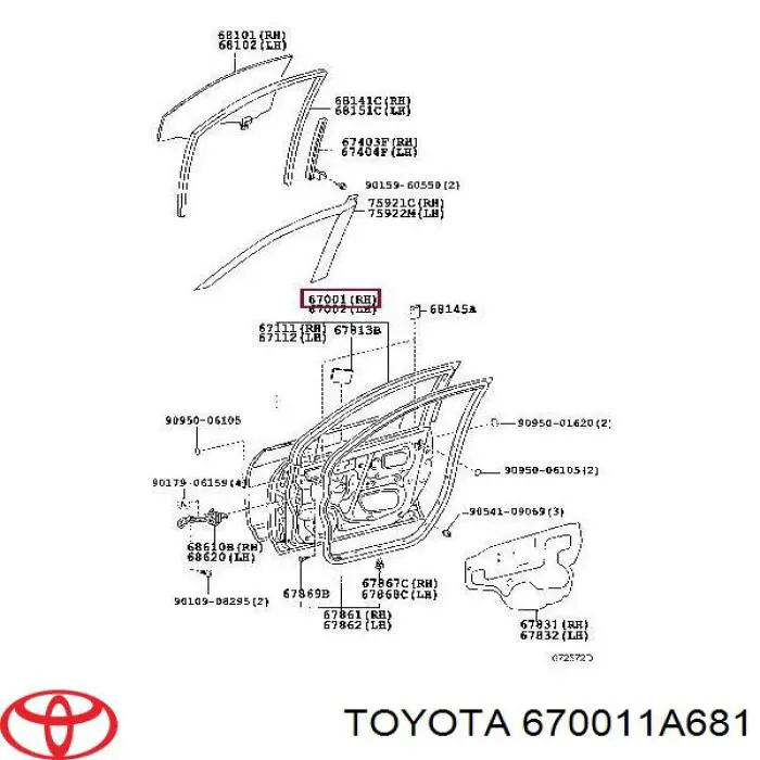 670011A681 Toyota дверь передняя правая