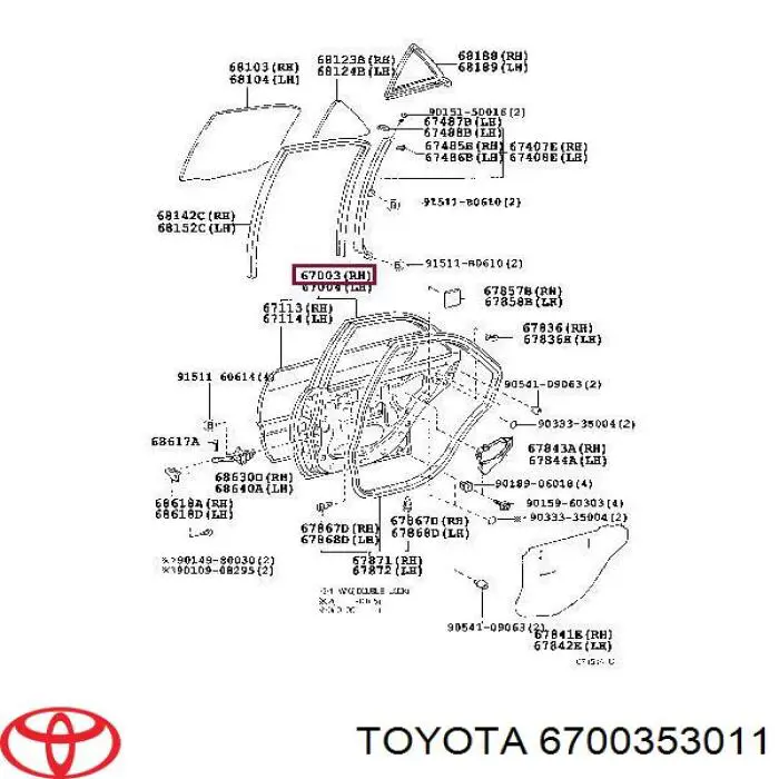 Puerta trasera derecha 6700353011 Toyota/Lexus