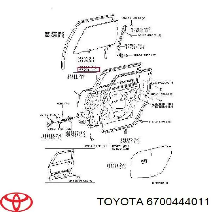 6700444011 Toyota дверь задняя левая