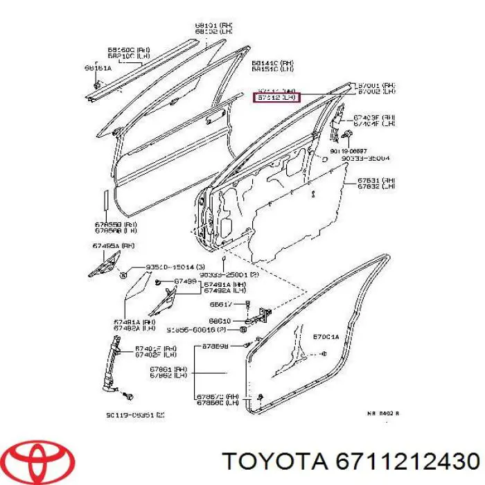 6711212430 Toyota панель-щека двери передней левой