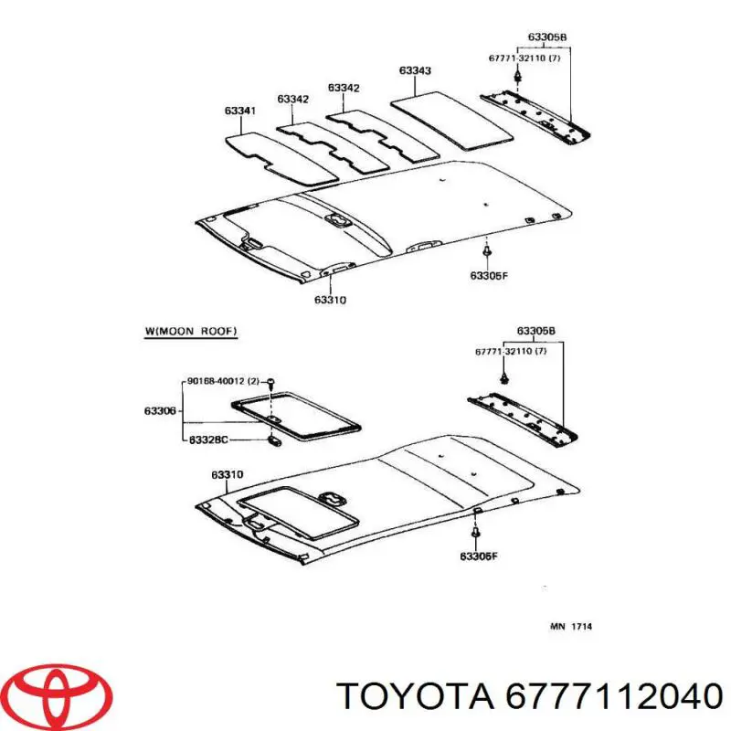 Пистон (клип) крепления обшивки двери Toyota 6777112040