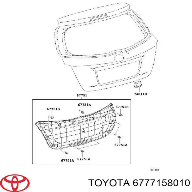 Купить 6777158010 Toyota Пистон крепления обшивки двери