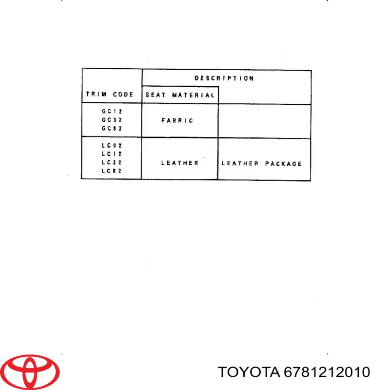  6781212010 Toyota