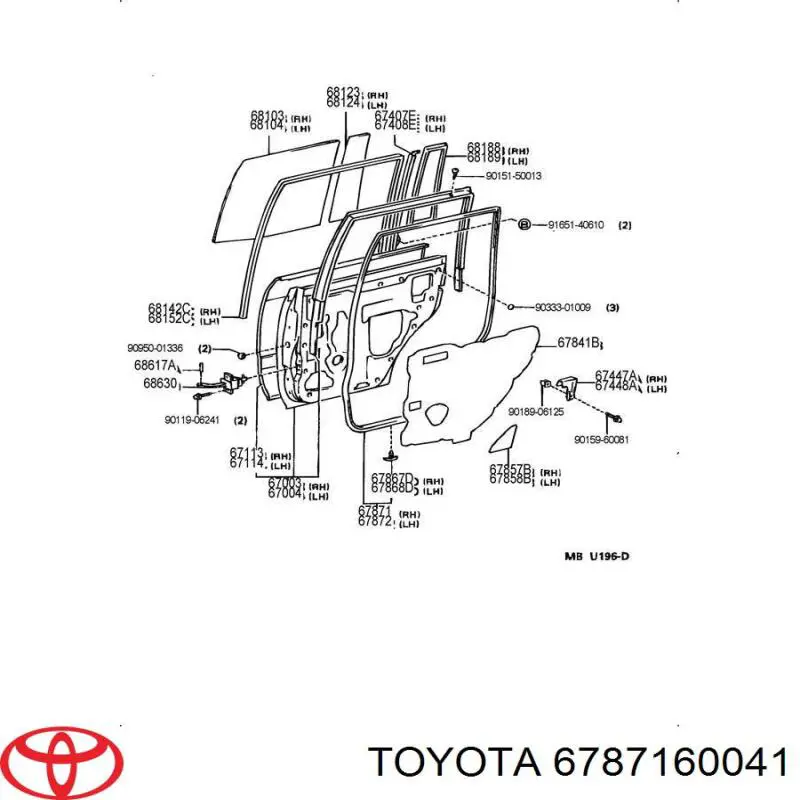 Уплотнитель двери задней правой (на двери) на Toyota Land Cruiser 80 