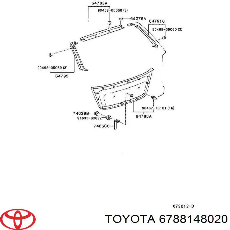 6788148020 Toyota уплотнитель багажника (двери 3/5-й задней)
