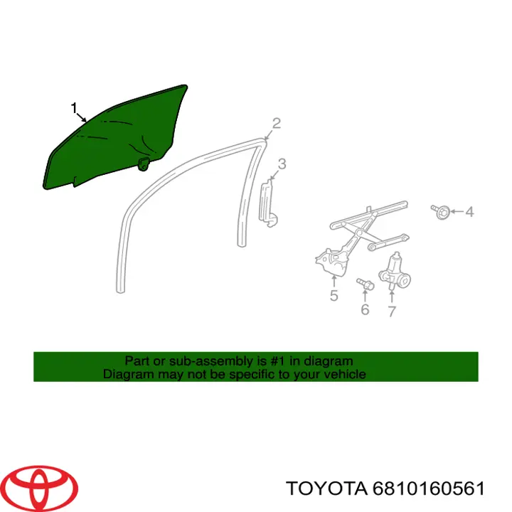 Стекло двери передней правой Toyota 6810160561