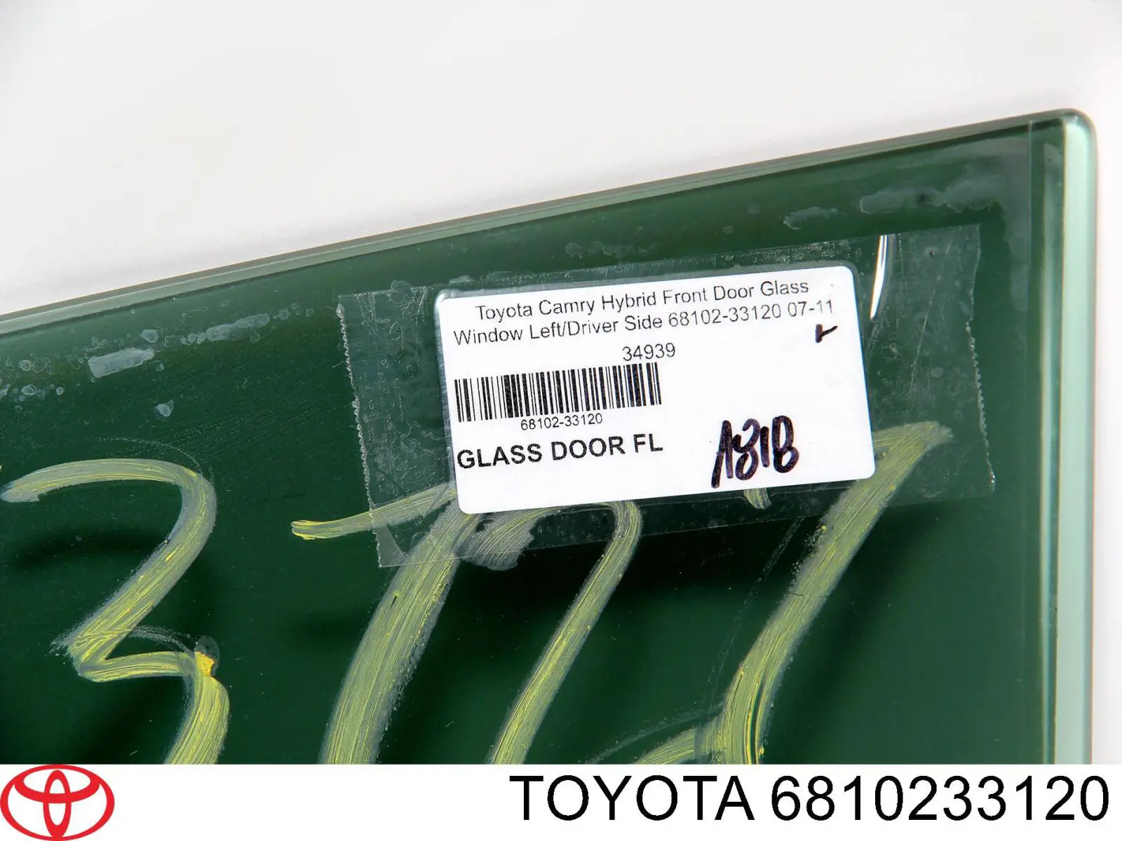 6810206170 Toyota vidro da porta dianteira esquerda