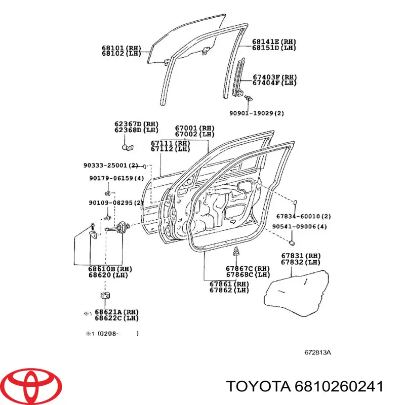  Стекло двери передней левой Toyota Land Cruiser 