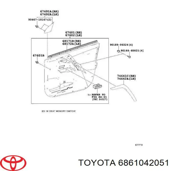 6861042051 Toyota ограничитель открывания двери передний