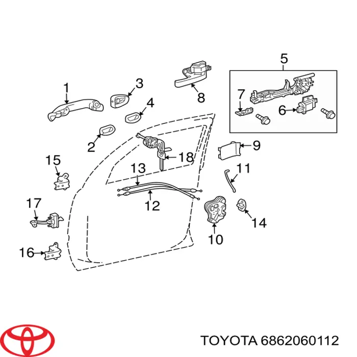 Ограничитель открывания двери передний левый Toyota 6862060112 цена, от 50.75 USD