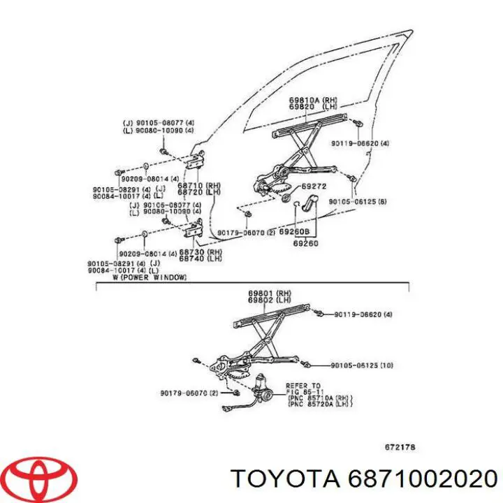 Compre 6871002040 Toyota Gozno da porta dianteira direita