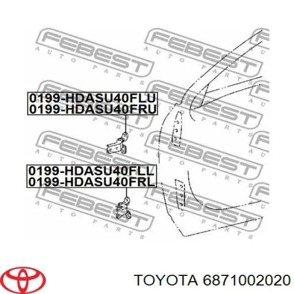 Gozno da porta dianteira direita 6871002040 Toyota