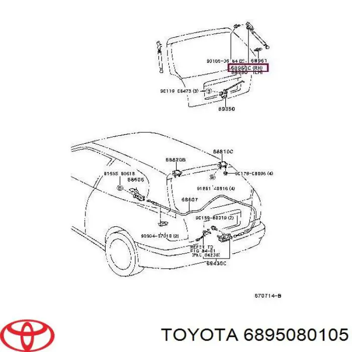 Амортизатор багажника 6895080105 Toyota