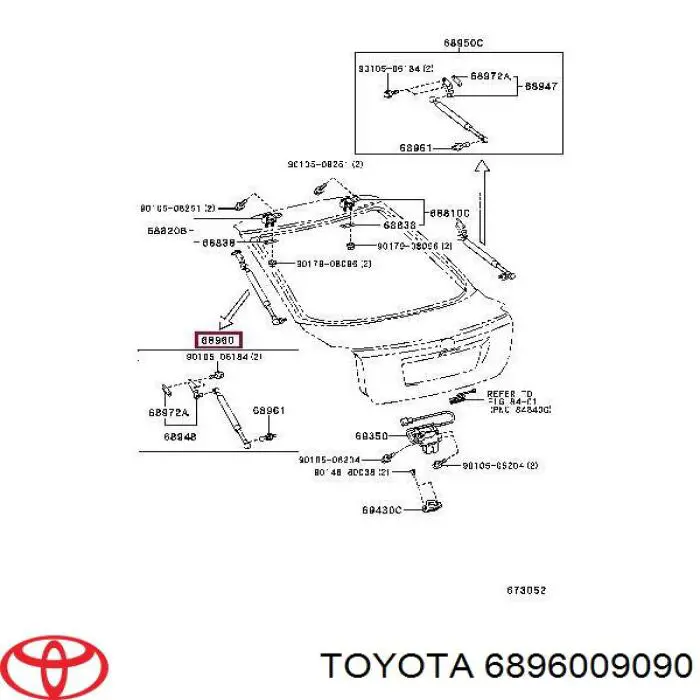 Амортизатор багажника 6896009090 Toyota