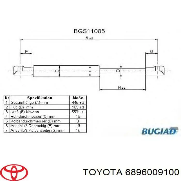 Купить 6896009100 Toyota Амортизатор двери багажника