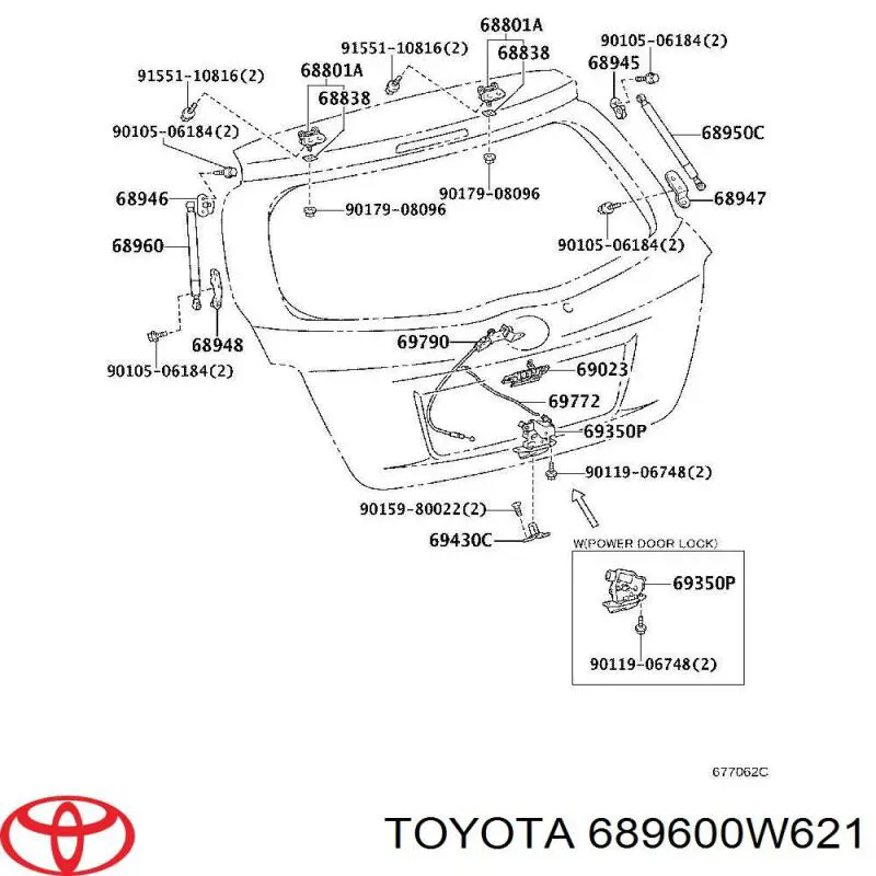 Амортизатор багажника 689600W621 Toyota