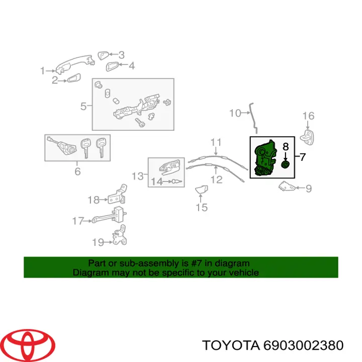 Дверной замок передний правый Toyota 6903002380 цена, от 42.05 USD