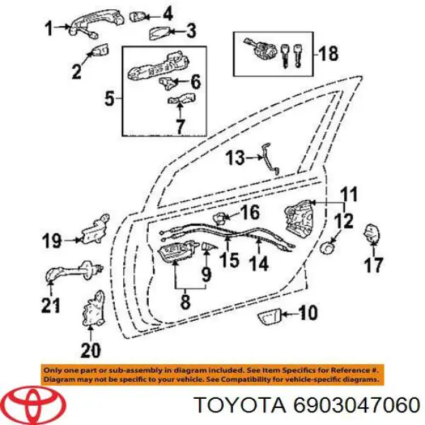 6903047060 Toyota Внутренний дверной замок