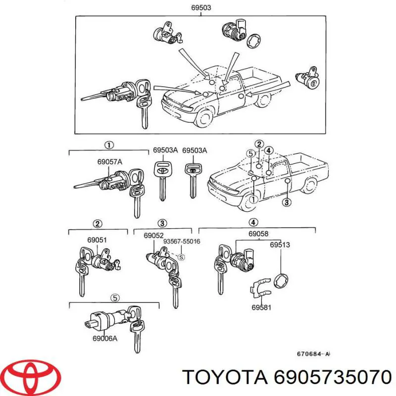  Toyota 6905735070 цена, от 74.25 USD