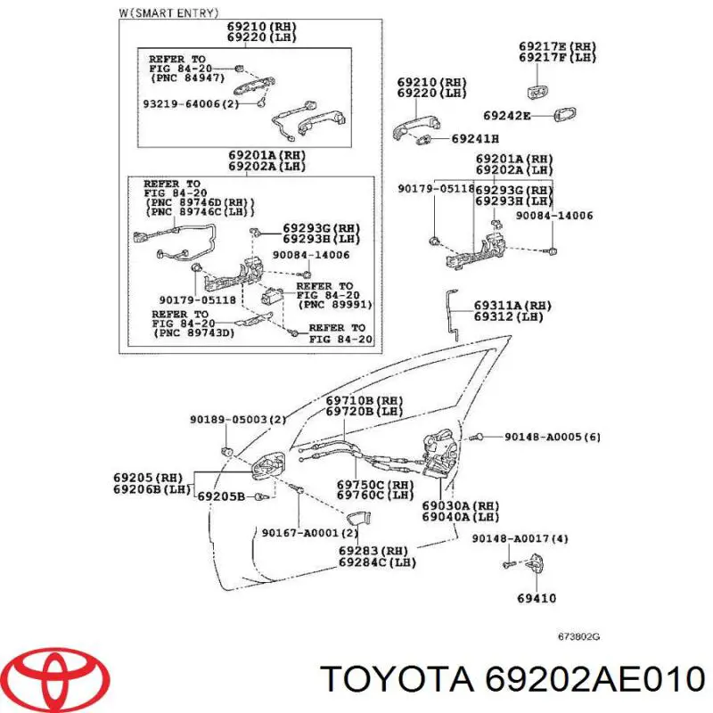 Держатель наружной ручки двери передней левой Toyota 69202AE010 цена, от 20.41 USD