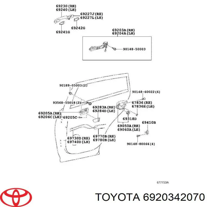 Suporte de maçaneta externa da porta traseira direita para Toyota RAV4 (A4)