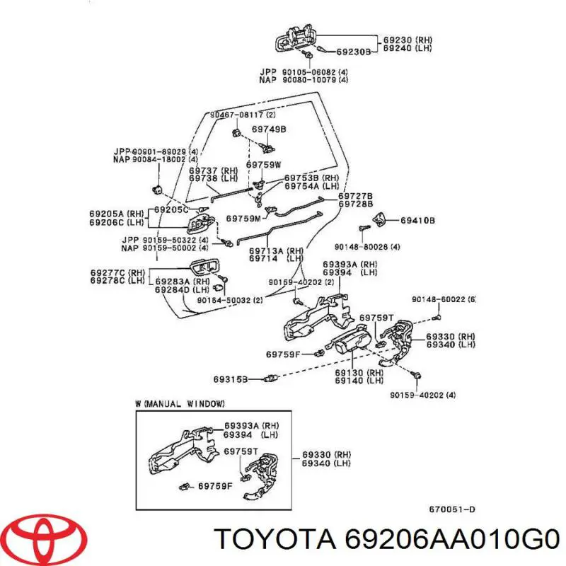  Toyota 69206AA010G0 цена, от 19.00 USD