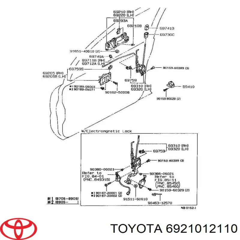 Ручка двери передней наружная правая 6921012110 Toyota