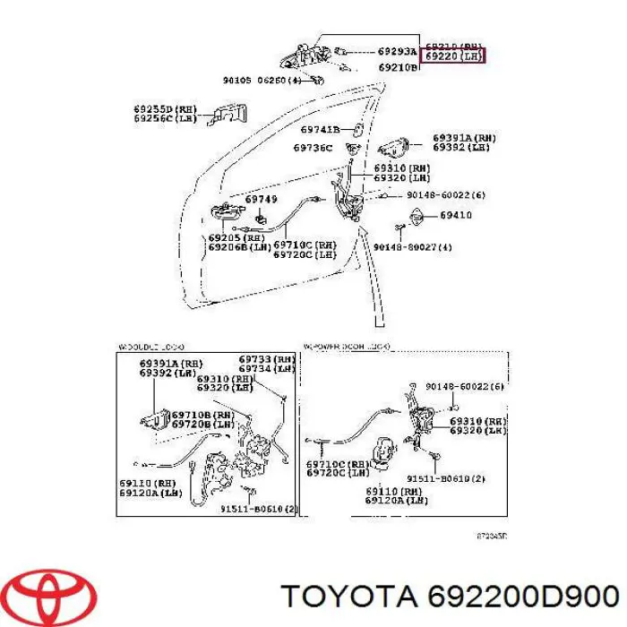 692200D900 Toyota Ручка передней двери наружная, левая