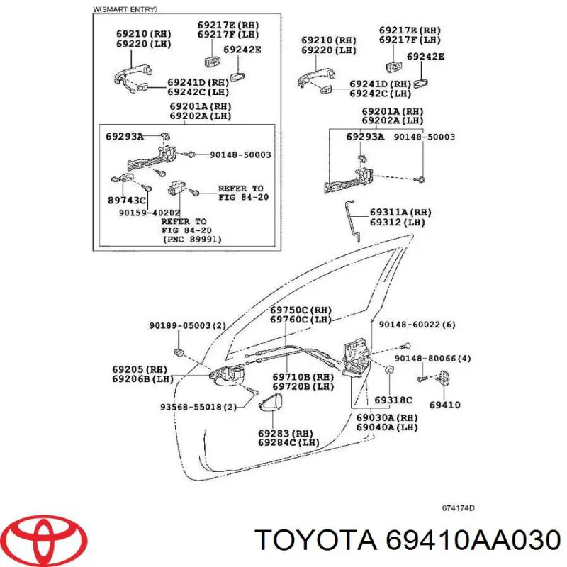 Петля-зацеп (ответная часть) замка двери задней на Toyota Avensis T25