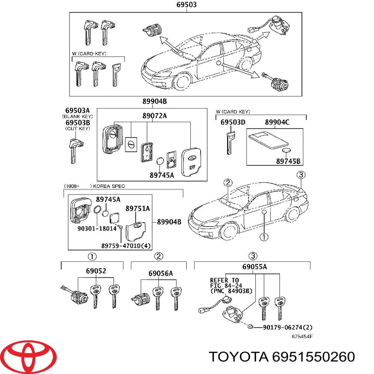 Ключ-заготовка Toyota 6951550260 цена, от 41.24 USD