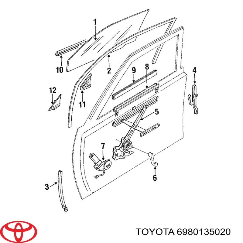 Механизм стеклоподъемника двери передней правой на Toyota 4 Runner N130
