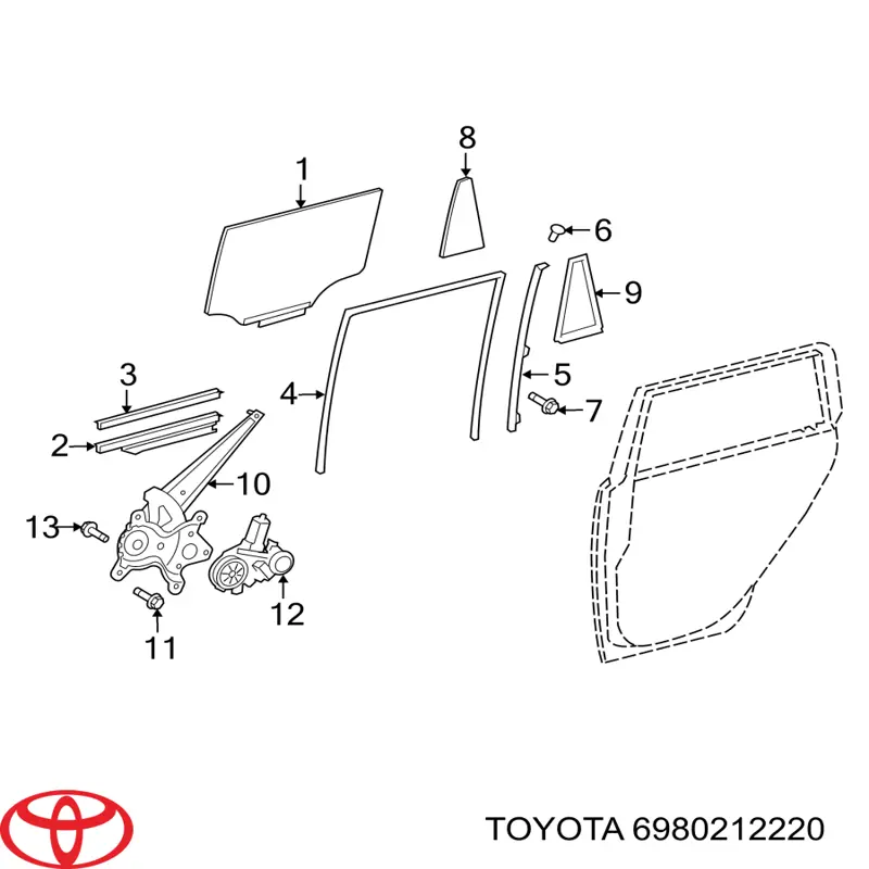 Mecanismo de acionamento de vidro da porta dianteira esquerda para Toyota Corolla (E15)