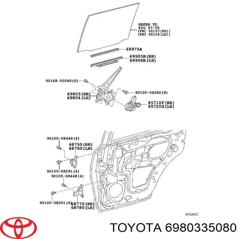 Механизм стеклоподъемника двери задней правой на Toyota 4Runner GRN21, UZN21