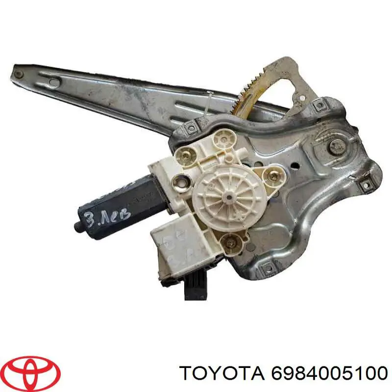 6984005100 Toyota mecanismo de acionamento de vidro da porta traseira esquerda