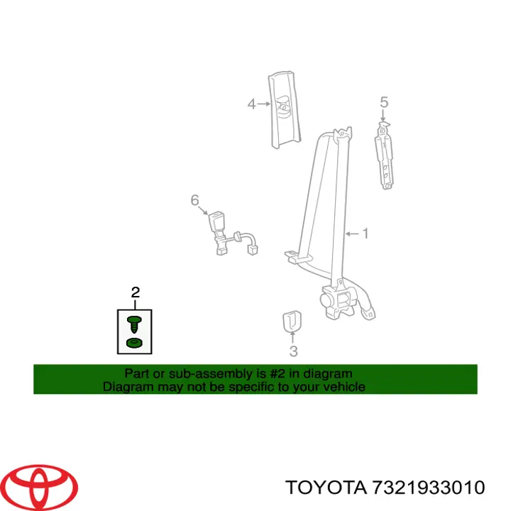 Стопор (клипса) ремня безопасности Toyota 7321933010 цена, от 0.90 USD