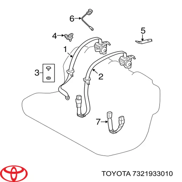 Tope (clip) de un cinturón de seguridad 7321933010 Toyota